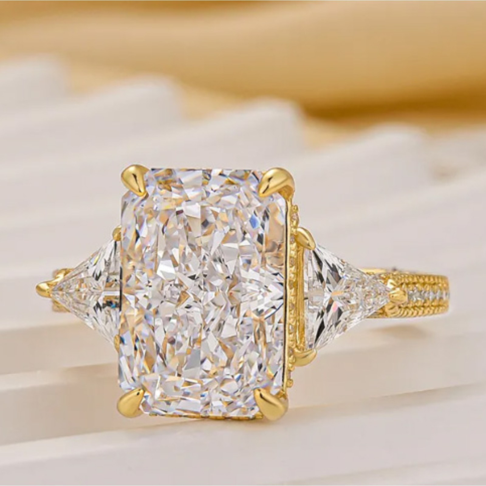 6.45 Ct Radiant Cut IGI Certified Lab Grown Diamond Wedding Ring 14k Yellow Gold