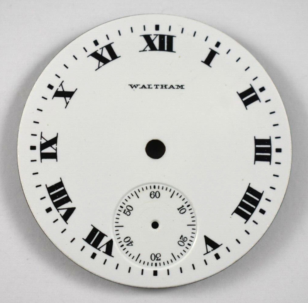 Vintage Waltham Enamel 42.13mm Roman Numeral Pocket Watch Dial lot.x