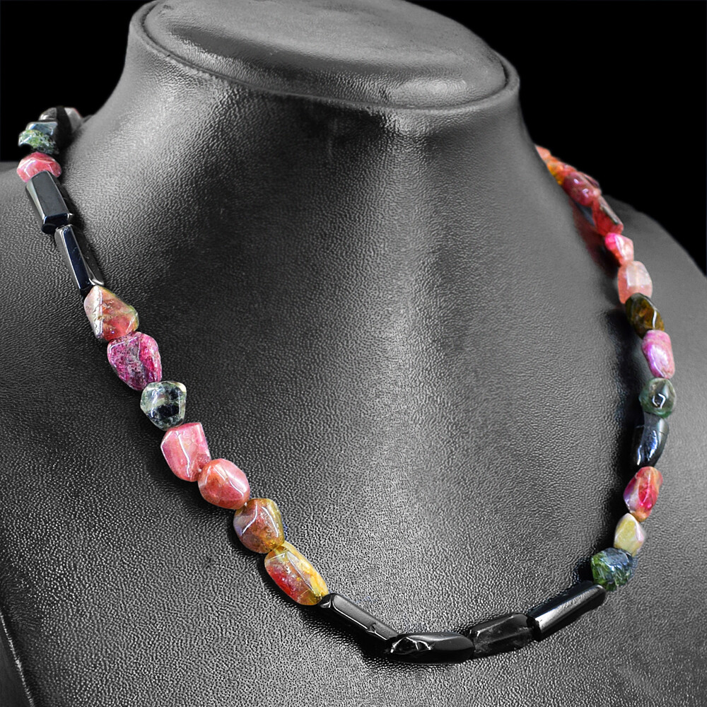 190.00 Cts Natural Untreated Multicolor Multi Gemstone Beads Necklace NK 07E81