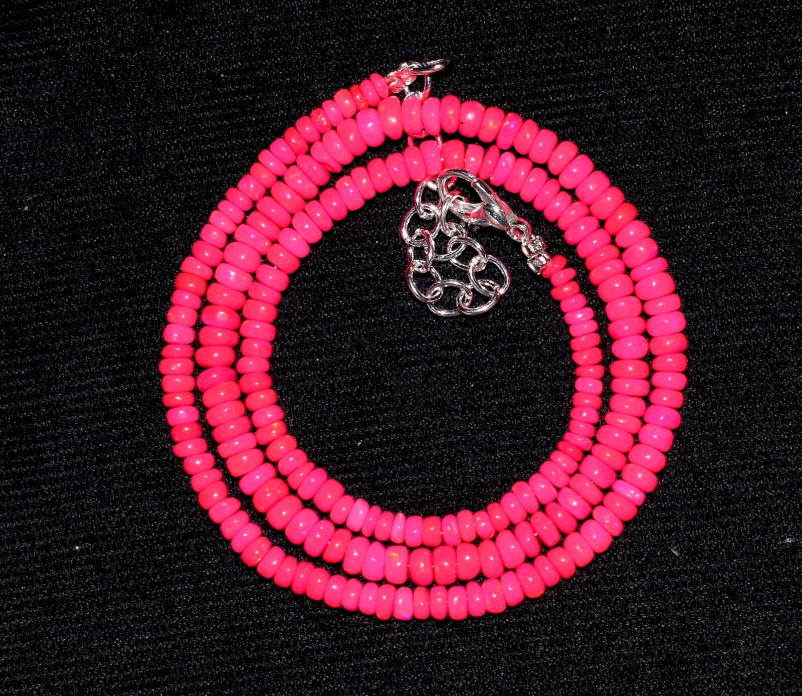 16″Natural Ethiopian Pink Opal Wello Fire Opal Gemstone Bead Necklace 3-4mm