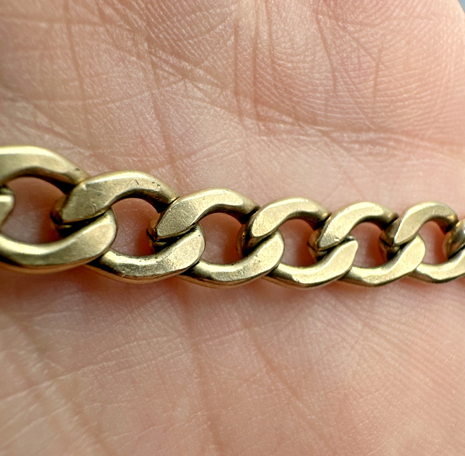 Vtg 1/20 12k G.F. Gold Filled B.A.B. Co Curb Link Chain 7mm Bracelet 7.75″ 14.1g