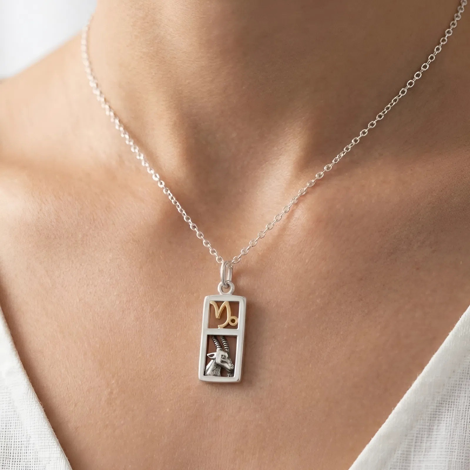 Capricorn Sign Sterling Silver Zodiac Pendant Charm Astrology Jewelry