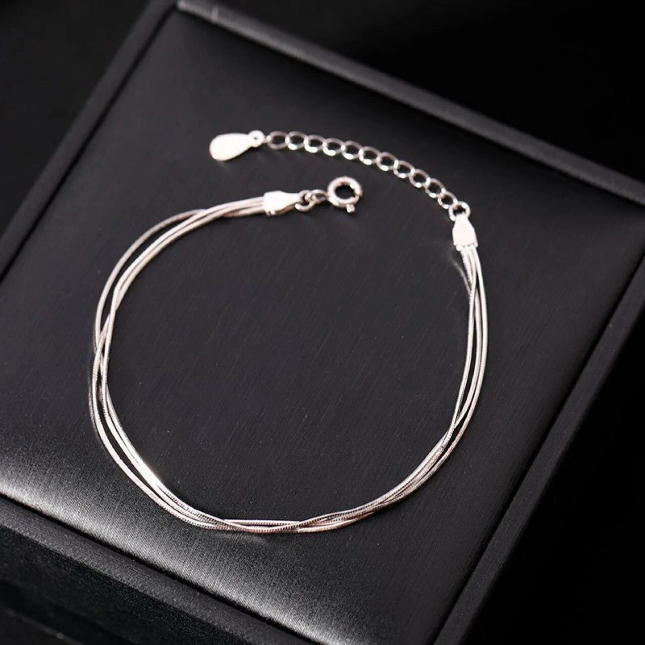 Women’s 925 Sterling Silver Multilayer Snake Chain Foot Ankle Bracelet New USA