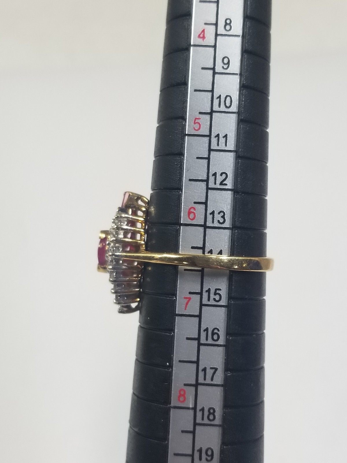 14k Yellow Gold Ruby & Diamond Cocktail Ring Sz 6.5 – 3.2 Grams TW