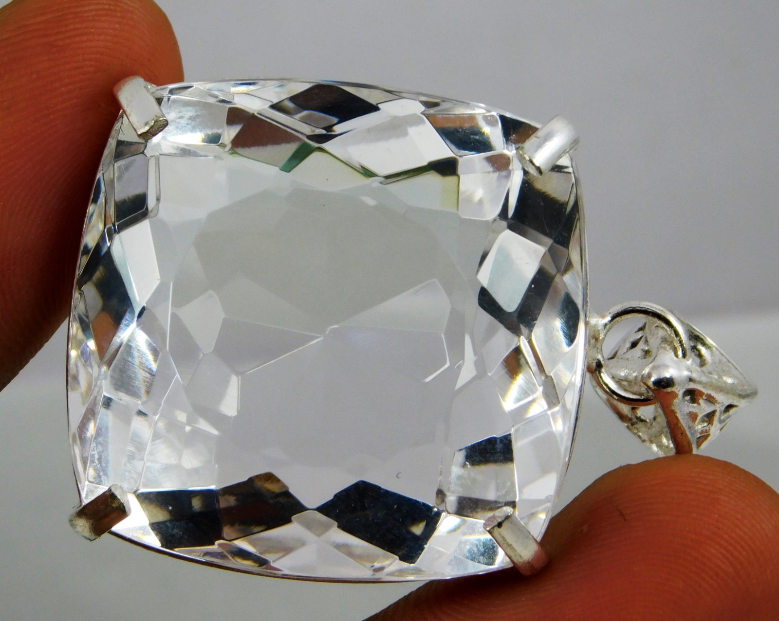 Certified 130.80 Ct Natural White/Colorless Topaz Cushion Cut Pendant Gemstone