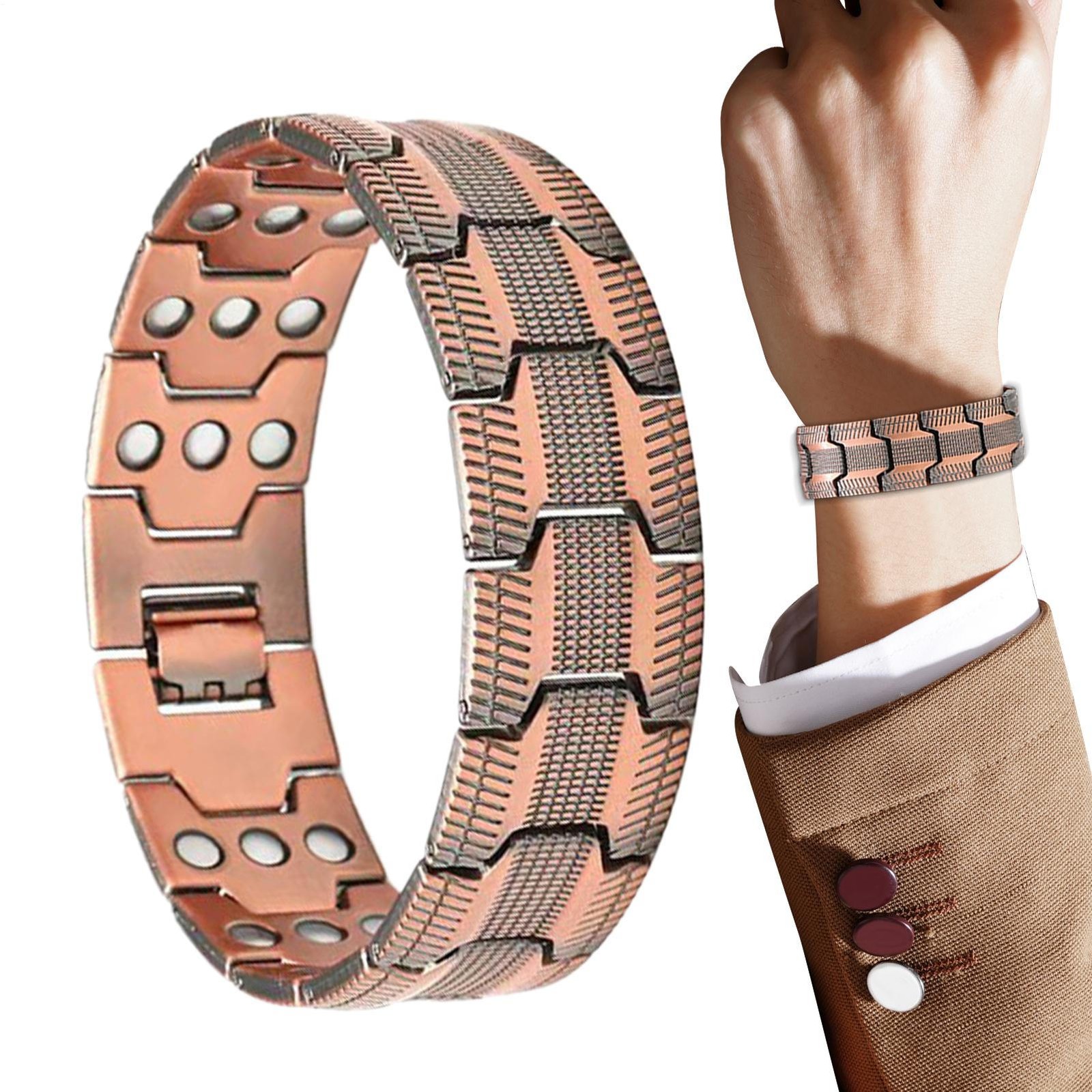 Men’s Bracelet Magnetic Therapy Arthritis Pain Relief Pure Solid Copper Bangle