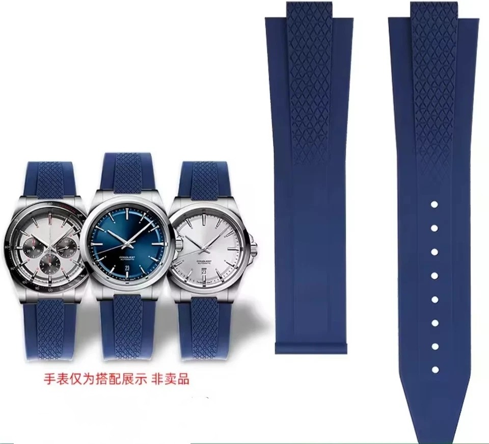 New 21mm 22mm FKM Rubber Strap for Longines Conquest L3.830 L3.835 41mm 42mm