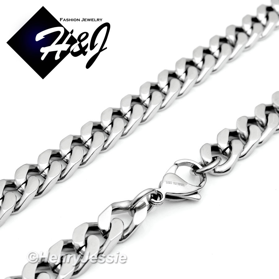 18-40″MEN Stainless Steel 9mm Silver Chain Bracelet Black Plated Cross Pendant*H