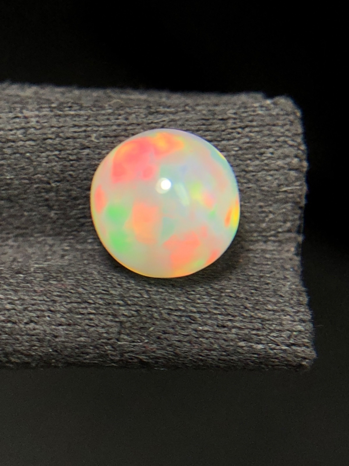 Natural White Ethiopian Opal Sphere, 6.40MM Rainbow Fire Opal Ball for jewelry