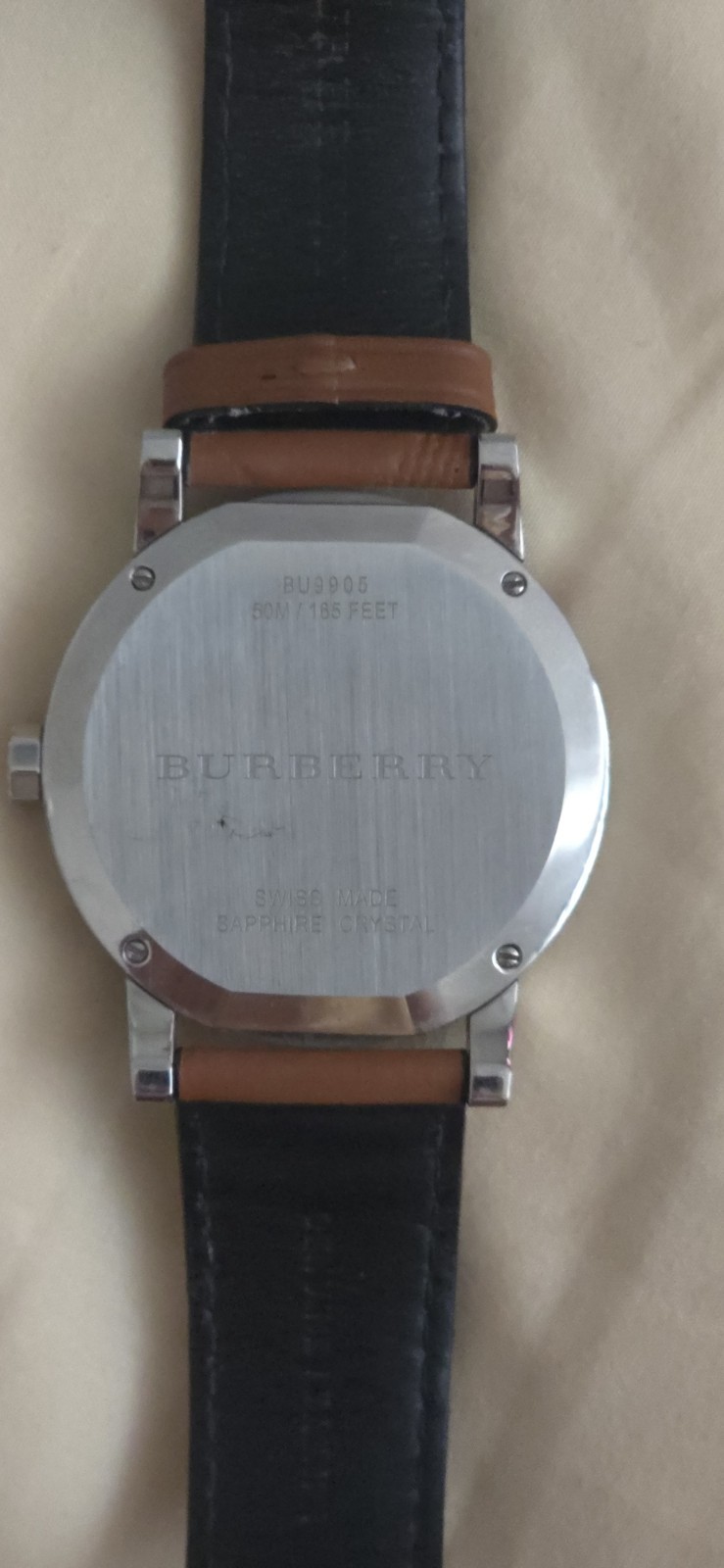 Burberry BU9905 The City Swiss Sapphire Black Dial Brown Leather Box Papers