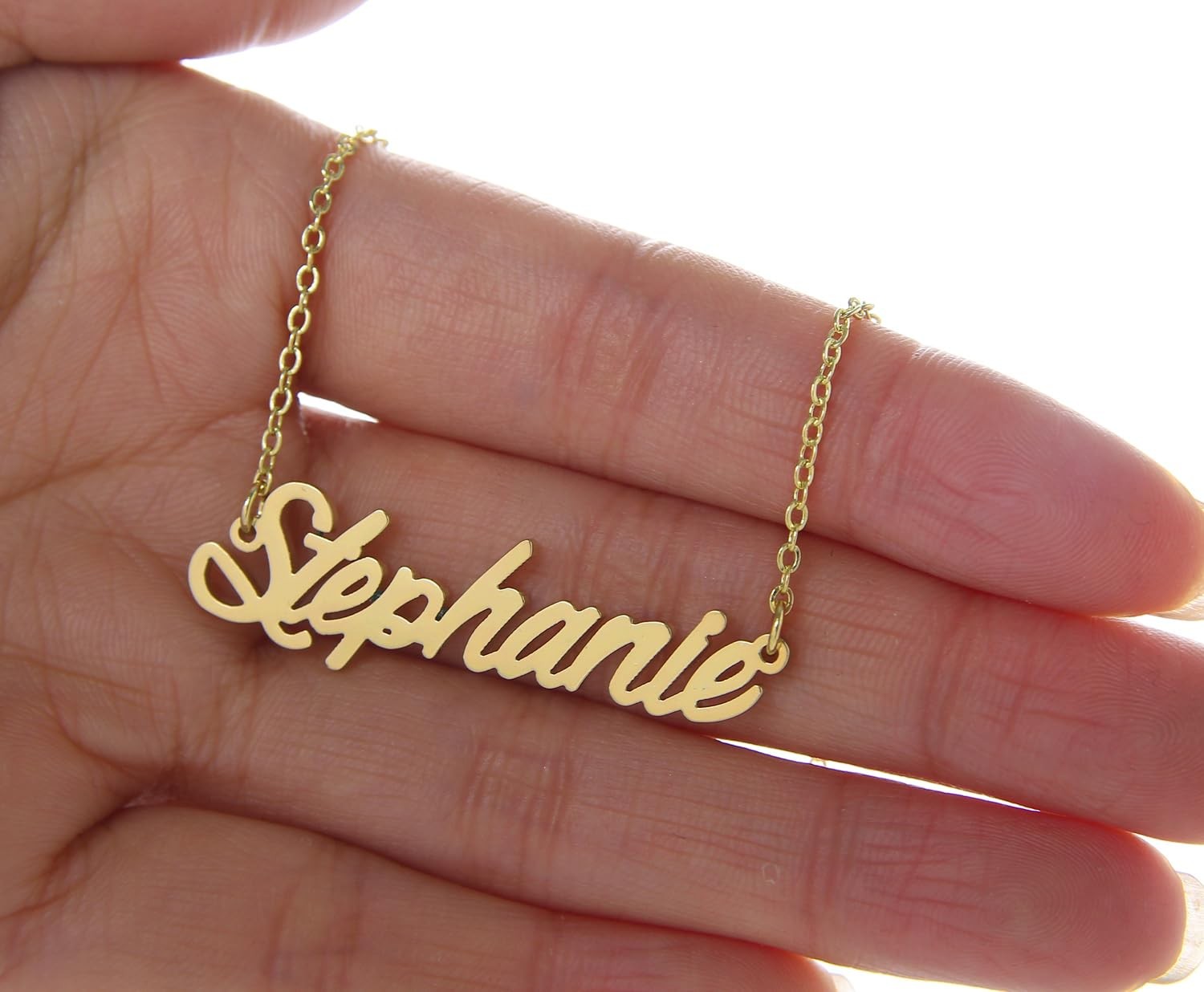 Personalized Monogram Necklace 18k Gold Plated Stainless Steel Gift for Her