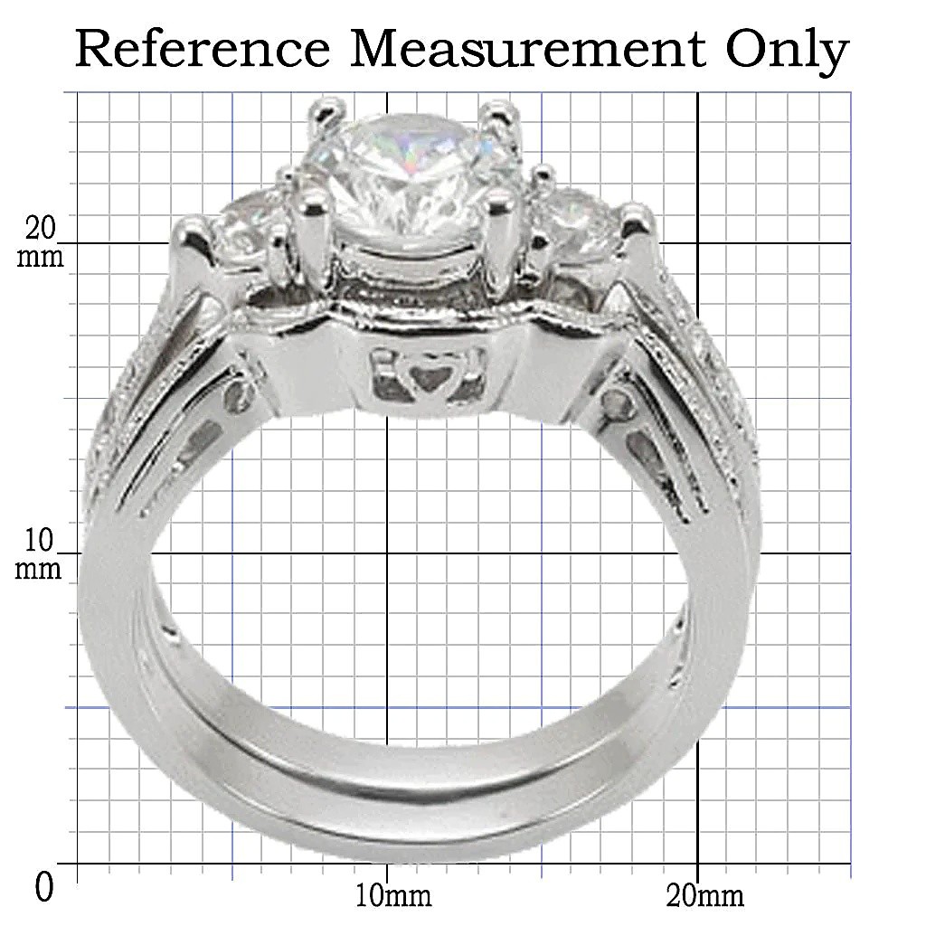 Women’s Ring Set, Clear CZ, Rhodium Plated, Brass, ring set, cz ring