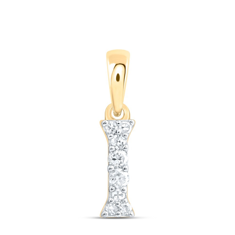 0.07CTW Natural Diamond 0.27g 10k Yellow Gold Initial “I” Pendant Letter Charm