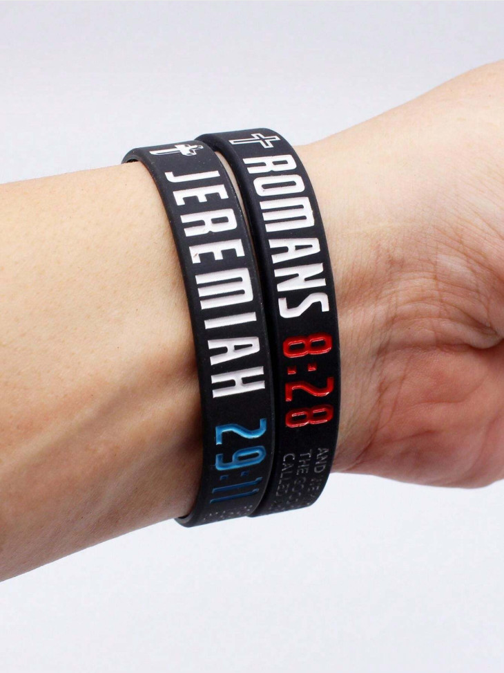 4Pcs Inspirational Bible Verse Silicone Wristband Christian Faith Rubber Band