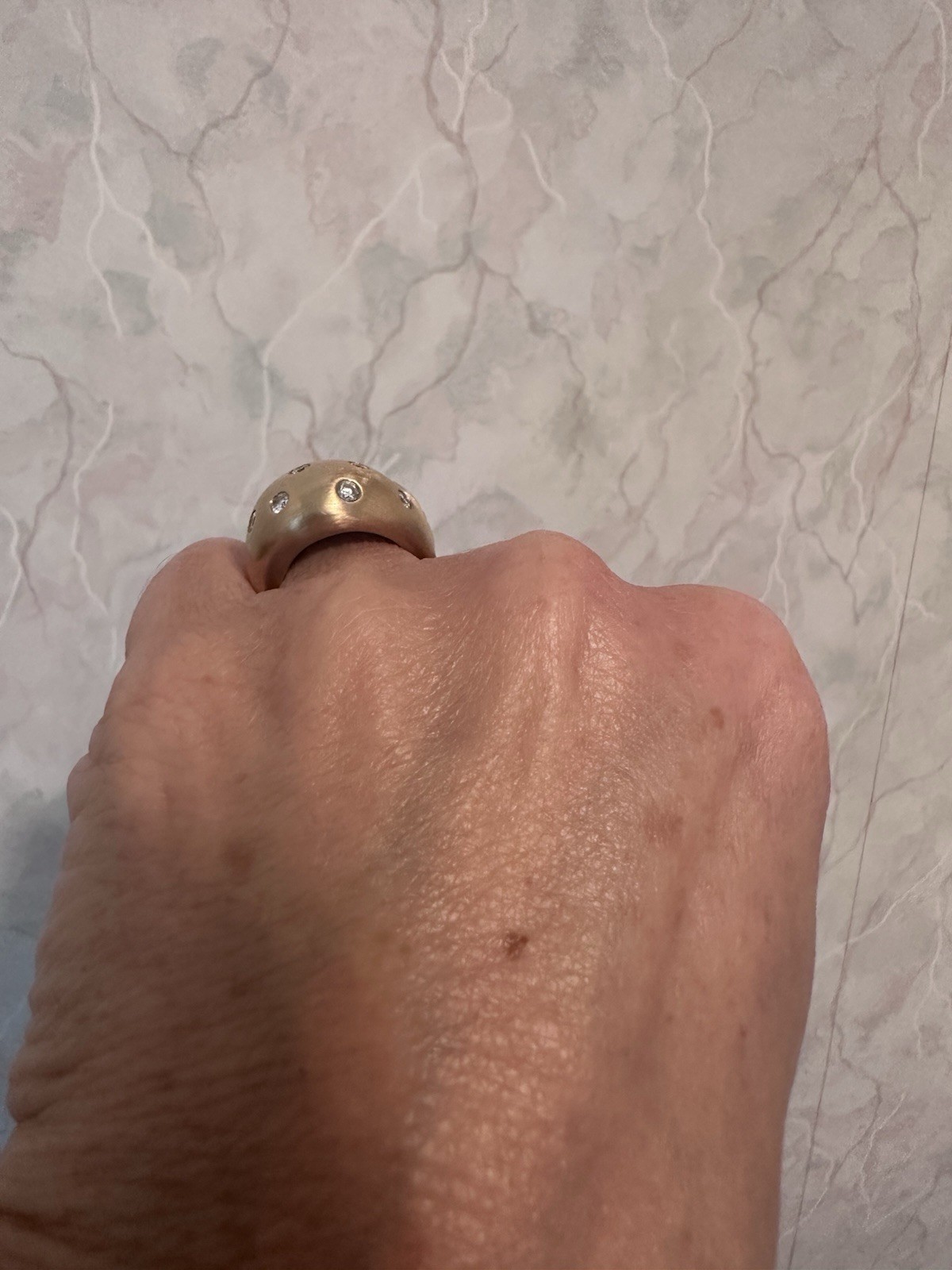 14KT YELLOW GOLD DIAMOND FREE FORM SATIN FINISH RING ~ SHOPNBC ~ Size 6