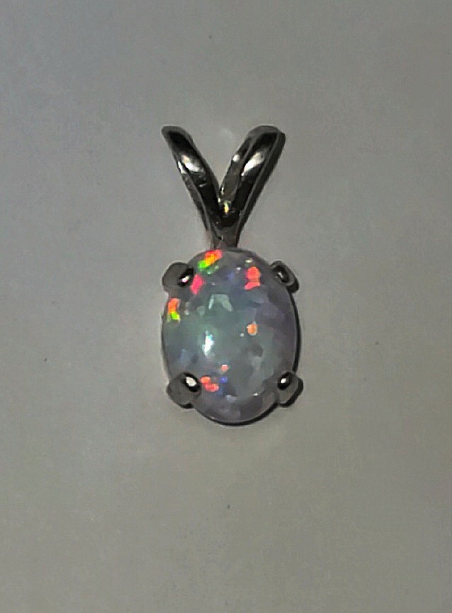 Australian Fire Opal Pendant Natural 8×6 Oval 925 Sterling Silver (SEE DETAILS)