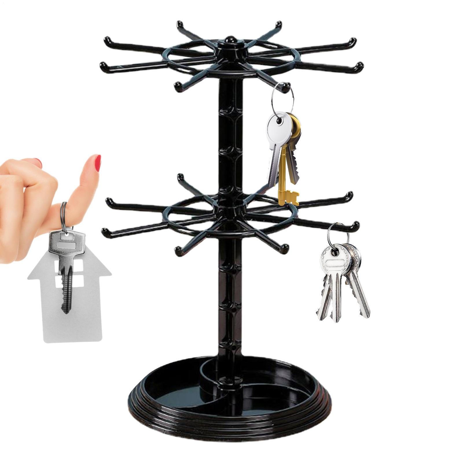 Two Layer Countertop Rotation Display Rack Bracelet Necklace Keyring StorageRack