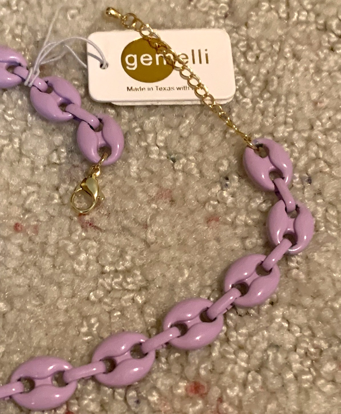 GEMELLI Nina Necklace 17″ + 2″ Extender Chain Lavender Enamel NWT $50