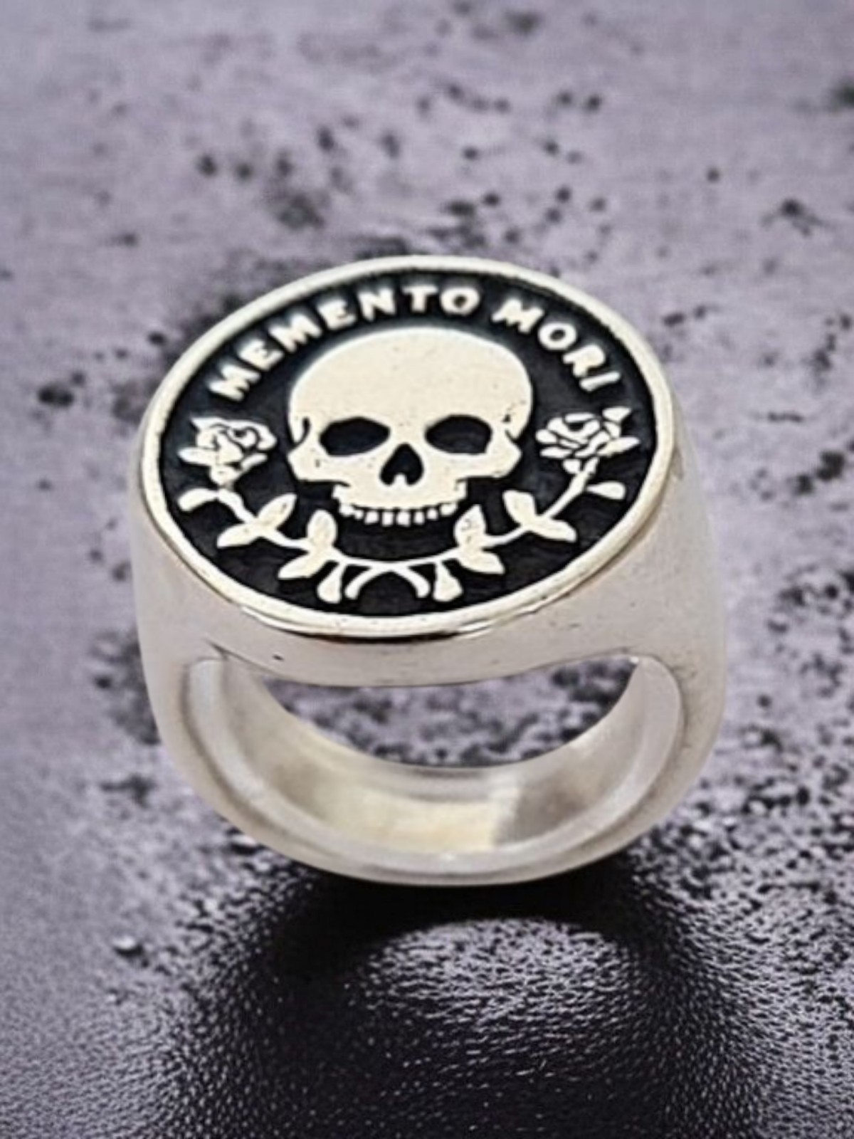Memento Mori Sterling Silver Ring • Skull Signet Ring • Unisex Statement Ring