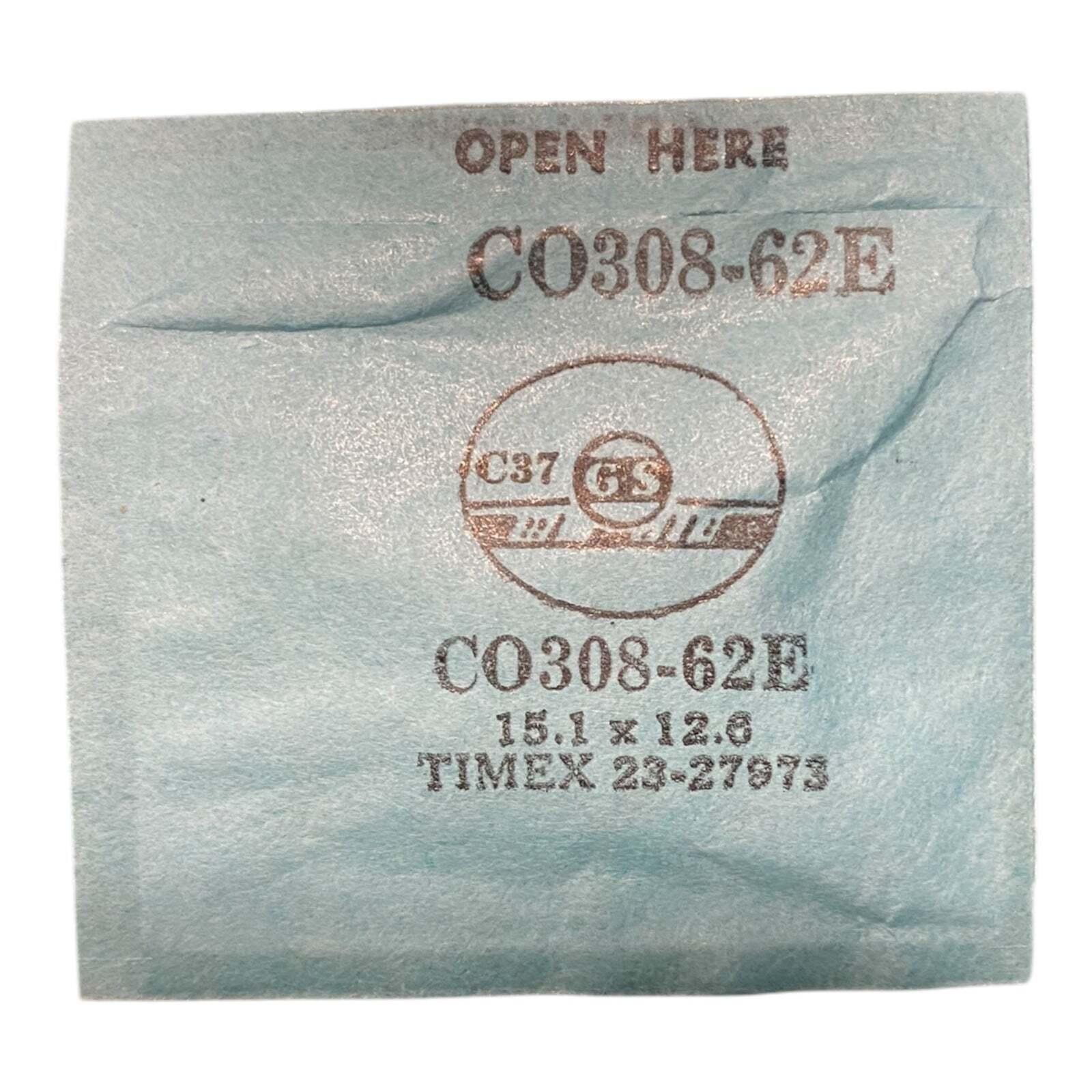 Germanow-Simon Mach (GS) CO308-62E Watch Crystal 15.1×12.6 NOS Part Flexo Timex