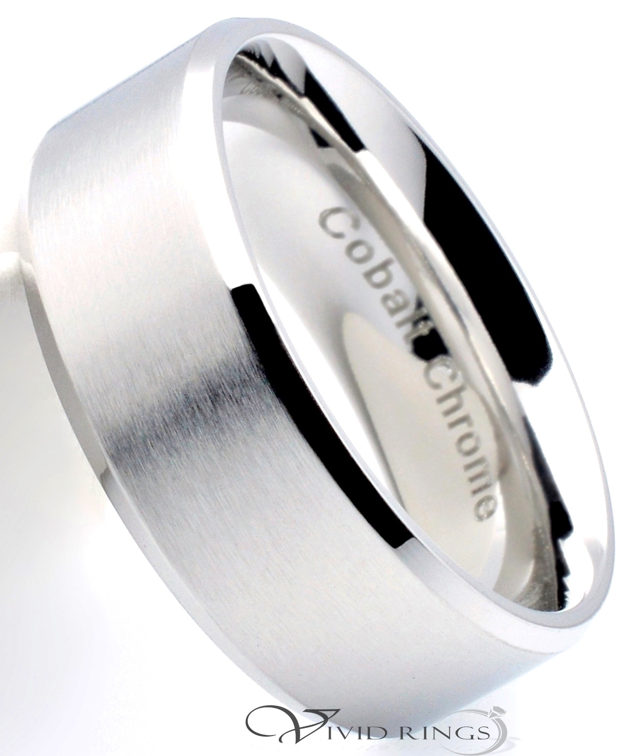 Men Cobalt Chrome Ring Satin Finish Wedding Band 8mm Size 7.5 to 14.5