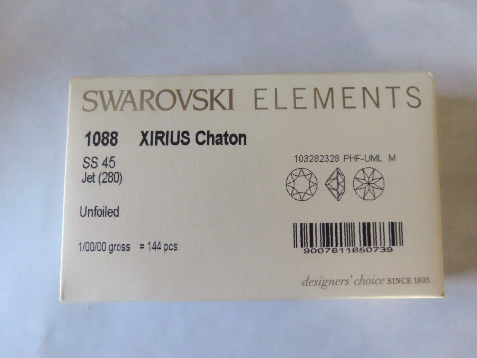 24 New Swarovski XIRIUS Rhinestones 45ss Jet/unfoiled. #1088