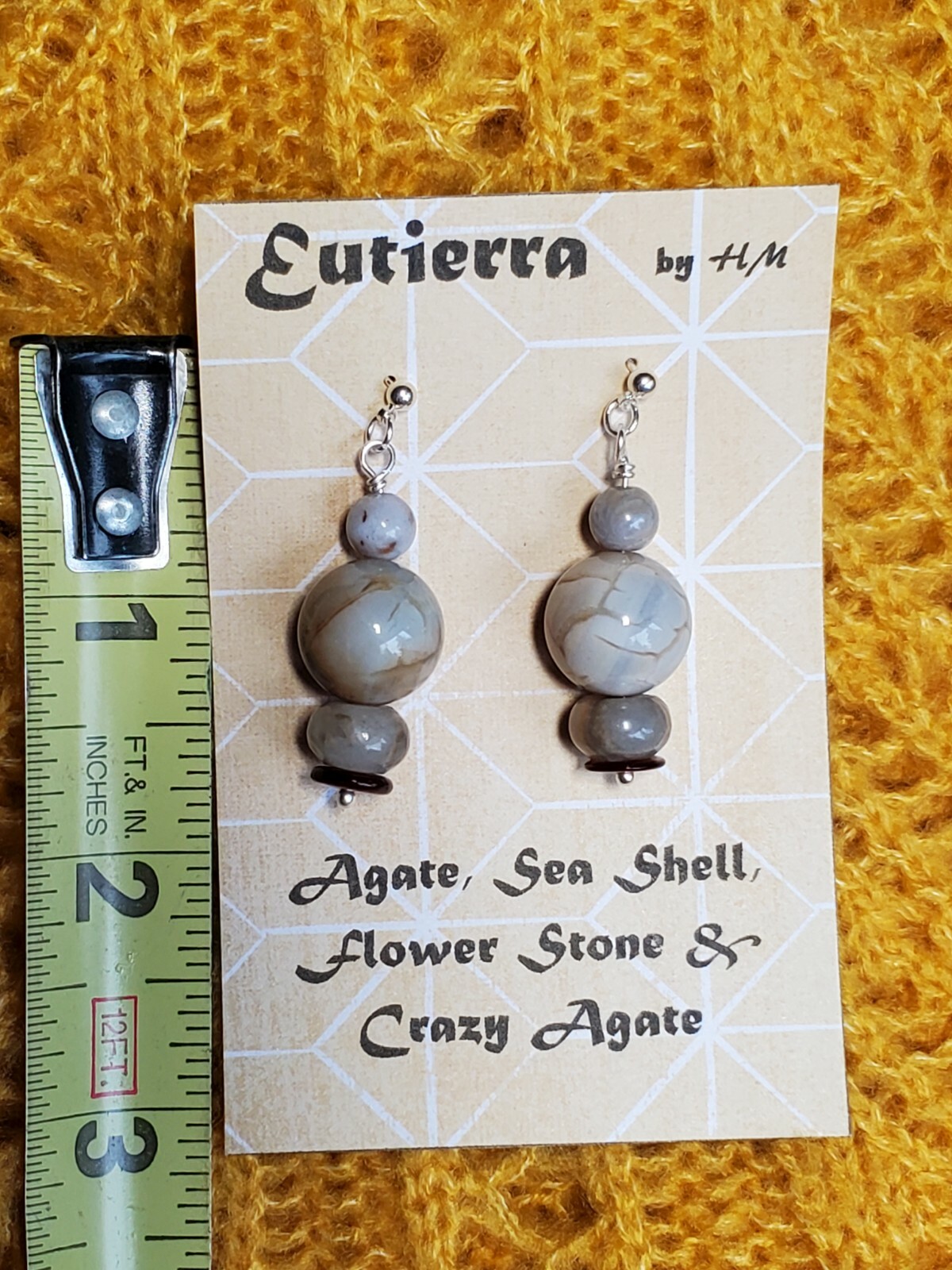 Eutierra Semi-Precious Agate, Flower Stone, Sea Shell Hand Crafted In USA 1 1/2″