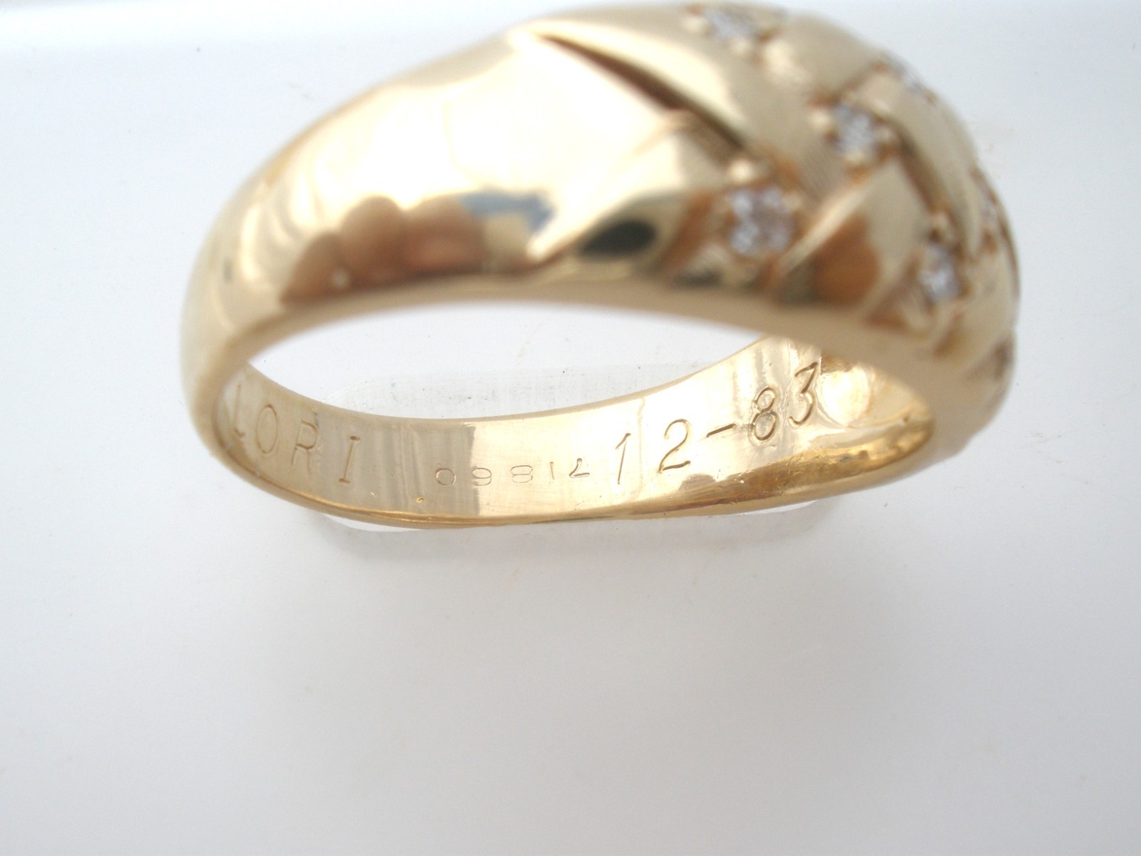 ARTCARVED 14K Gold Diamond Ring Vintage Basketweave Design Size 11 Vintage Band