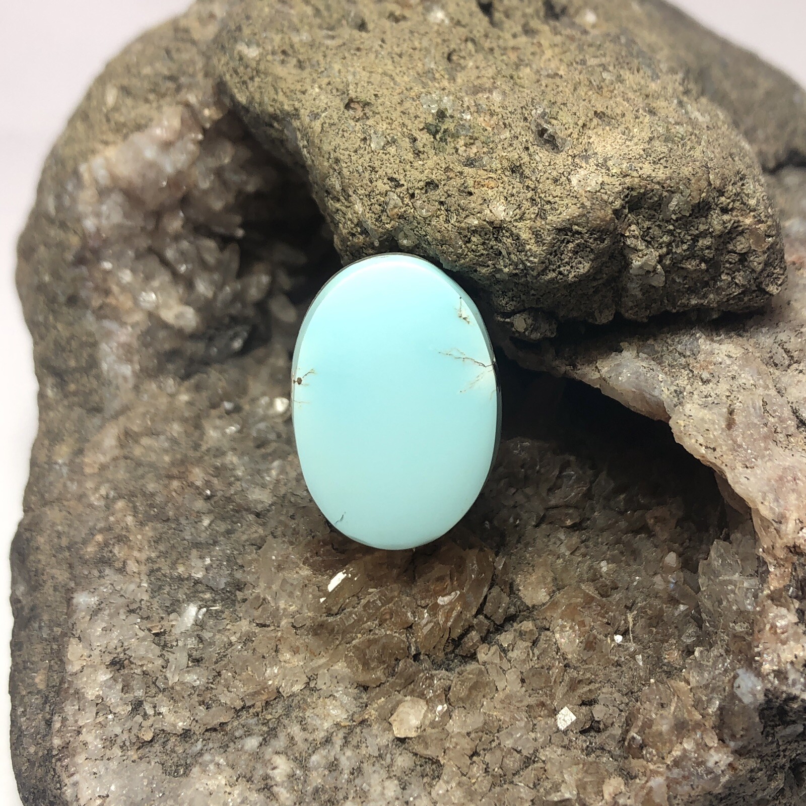 7.83 Ct Untreated, Backed Lone Mountain Turquoise Loose Gemstone Ring Cabochon
