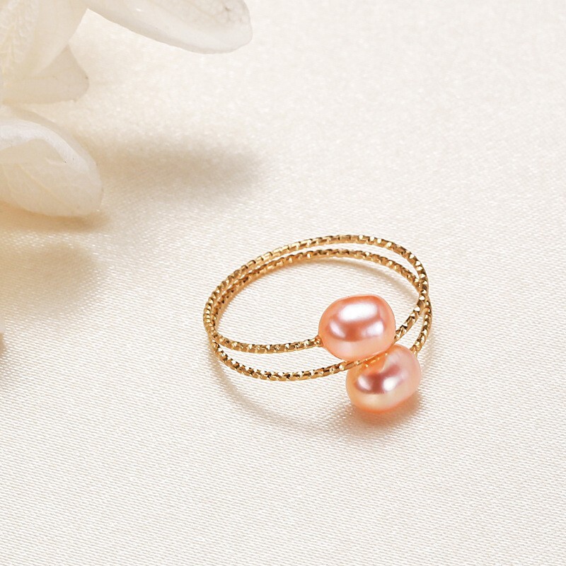 Double Pearl Three Row Stacking Bypass Ring in Solid Copper