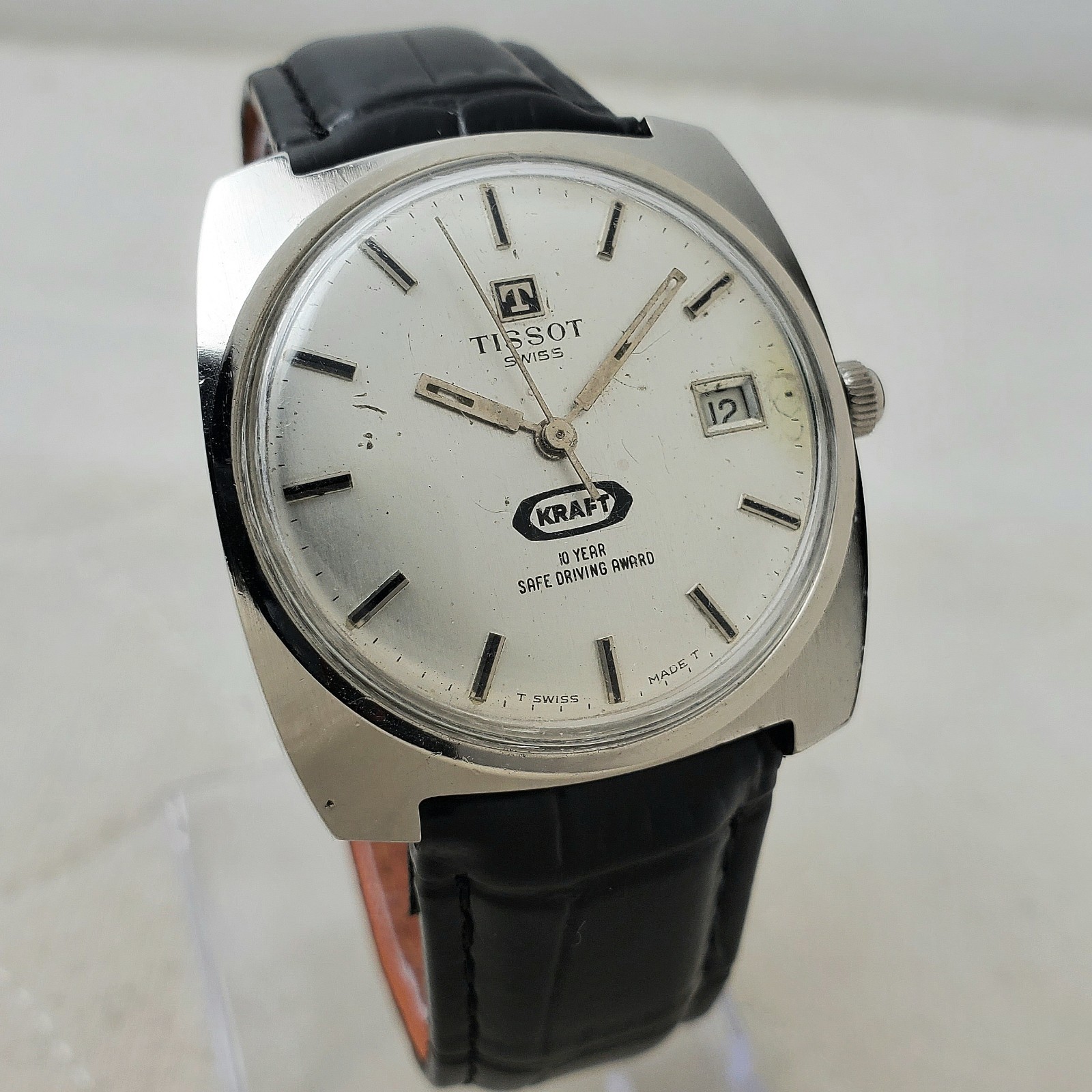 RARE VINTAGE TISSOT KRAFT 10 YEARS SAFE DRIVING SWISS HANDWIND WATCH SERVICED
