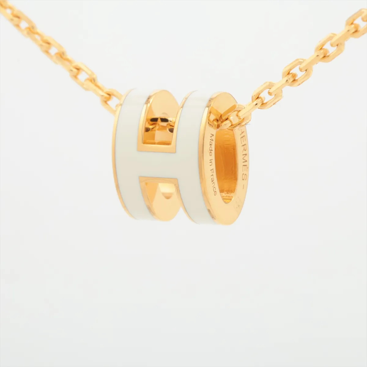 Hermès Mini-pop H ST1204 Necklace GP White x gold