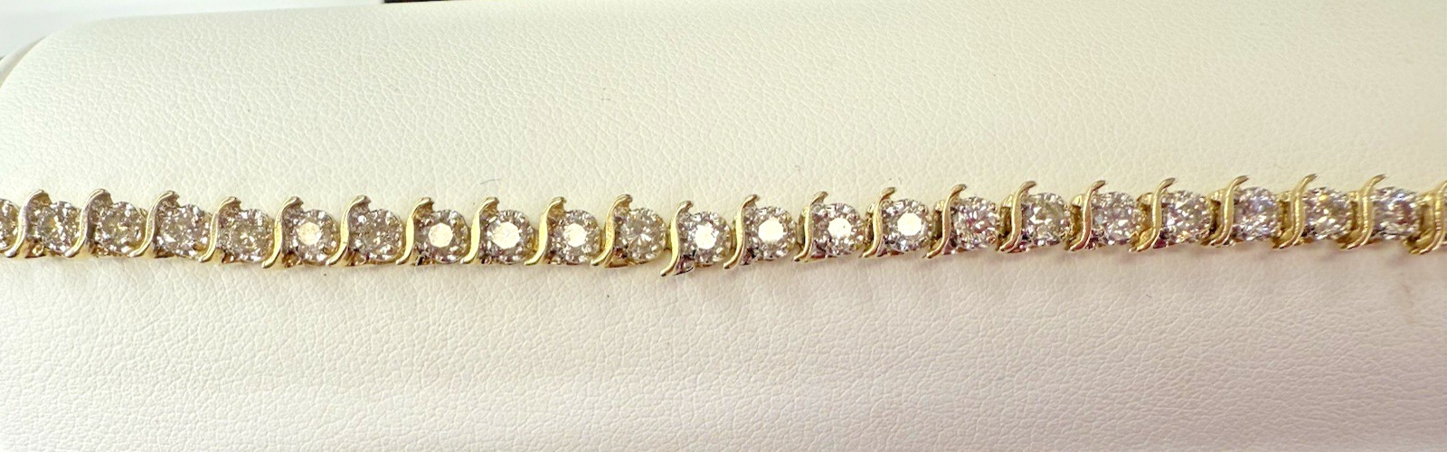 14k Yellow Gold 43 Diamonds 2.5 Ct S-Link Tennis Bracelet 7.5″ 8.8 grams