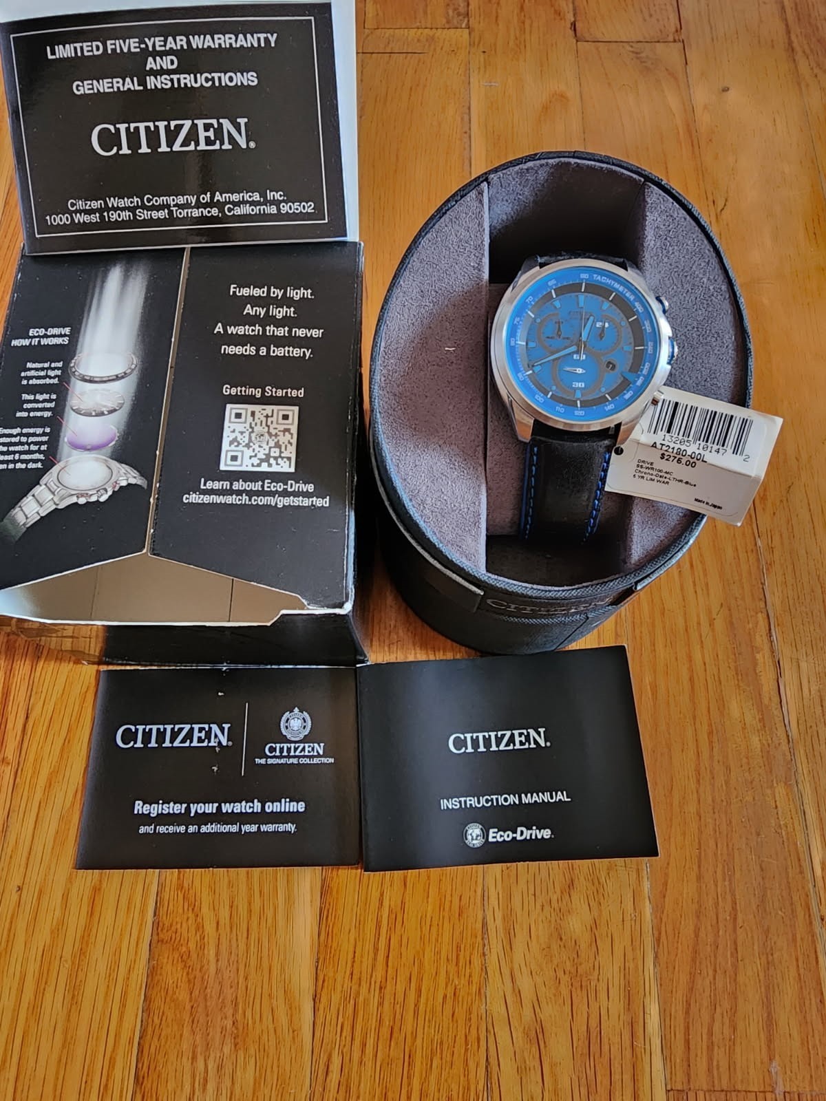 Citizen Watch Eco-Drive AT2180-00L Black leather Brand New