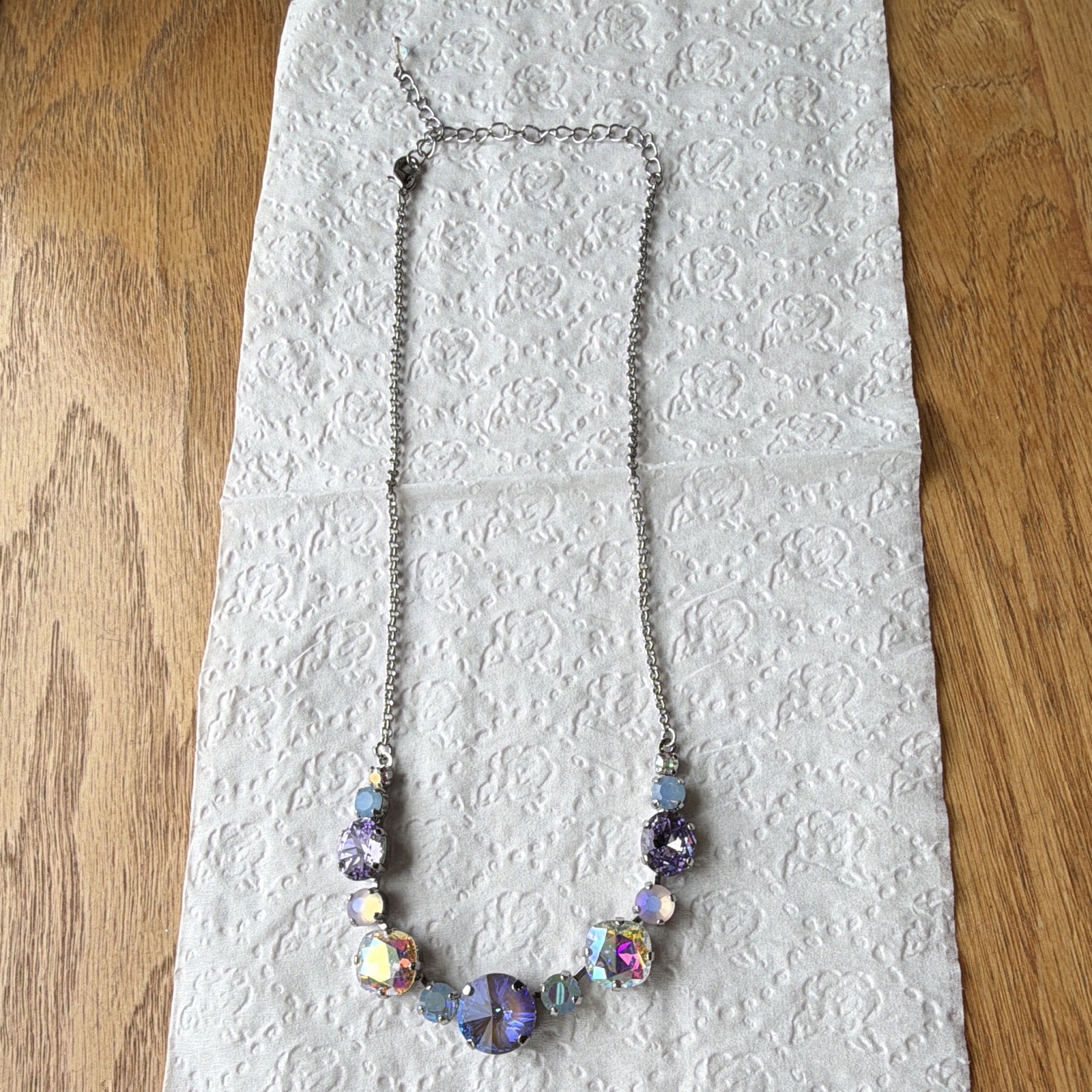 Sorrelli Silver Tone Multicolor Crystal Statement Chain Necklace EUC