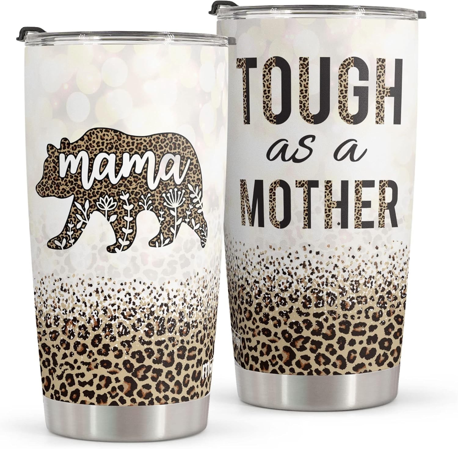 20oz Stainless Steel Bear Tumbler – Stylish Mother’s Day Gift in Leopard Print