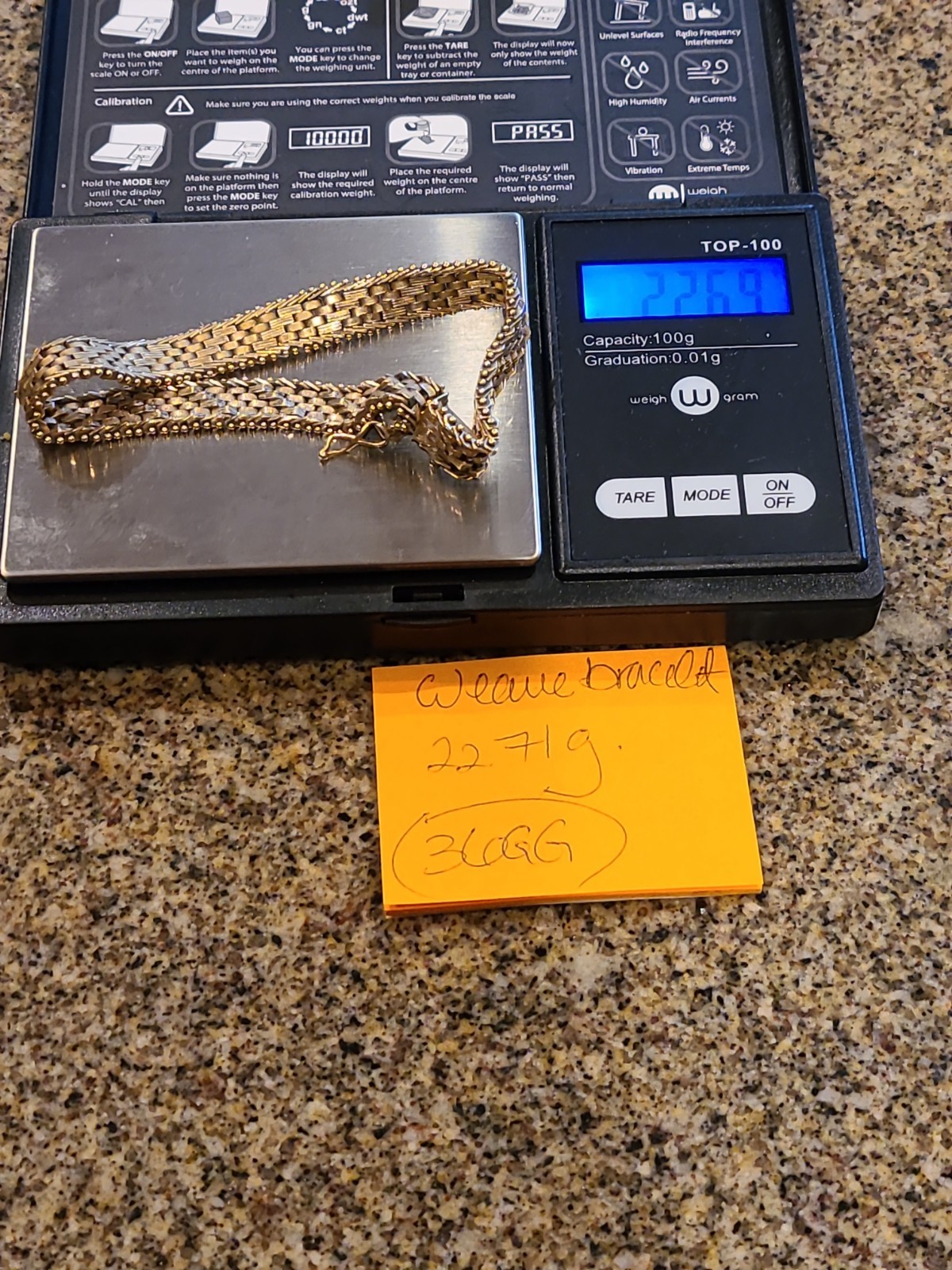 Bracelet in 14kt weave design. Imperial Gold. USA. 8 in w clasp. 22.69 g. 9mm