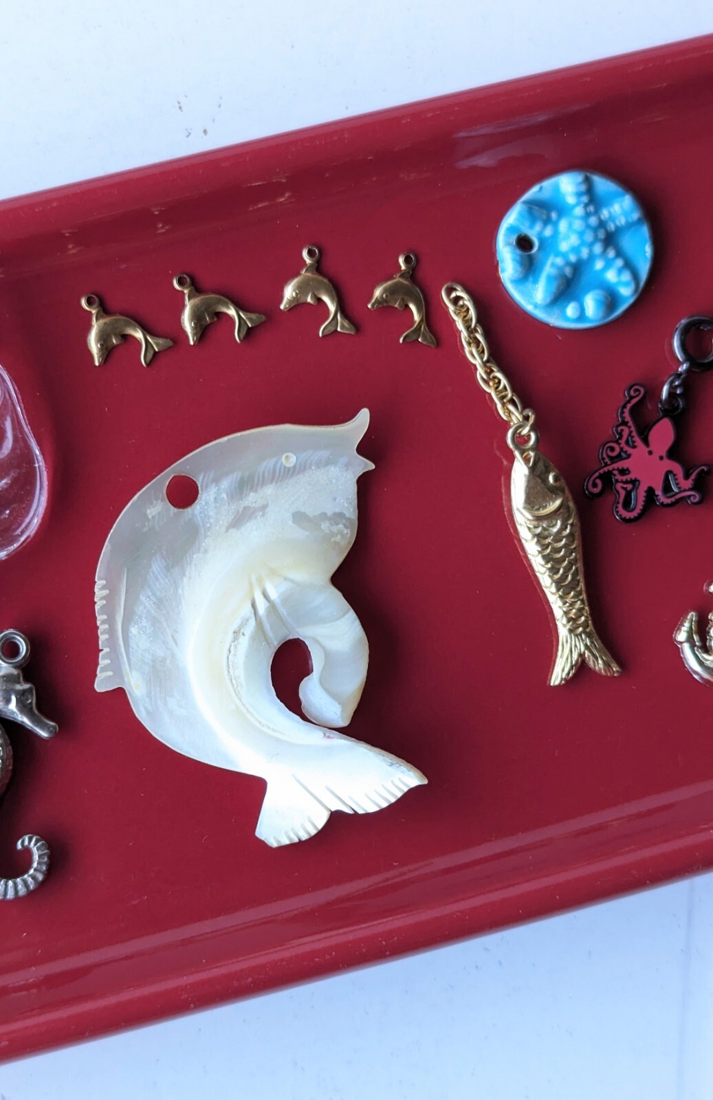 Mixed Lot Of 28 Beach Nautical Sea Ocean Gold Silver Tone Charm Pendant Findings