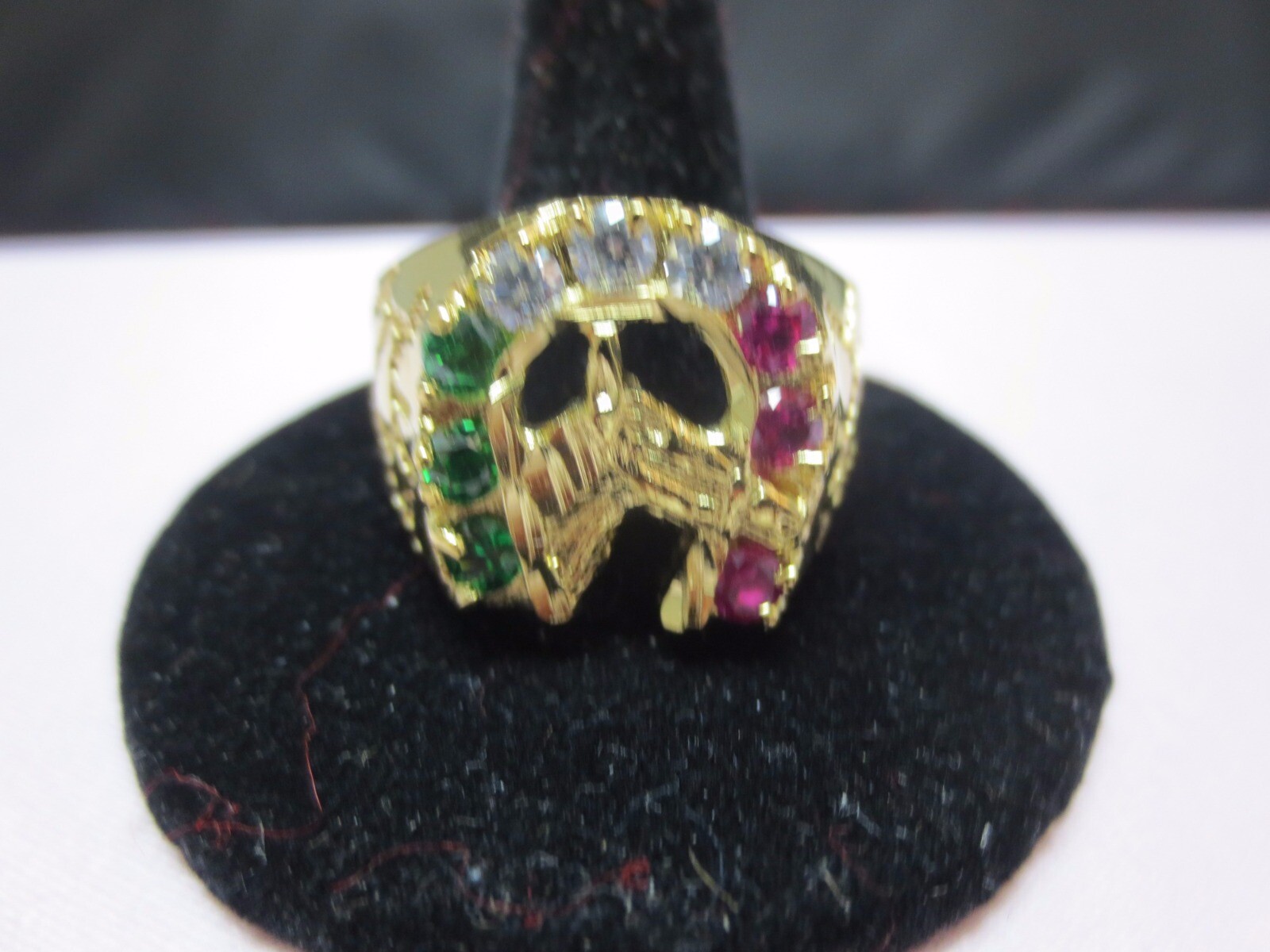 SIZE 6-13 ,14 KT GOLD PLATED MENS LUCKY NUGGET HORSESHOE 3 COLOR CZ RING