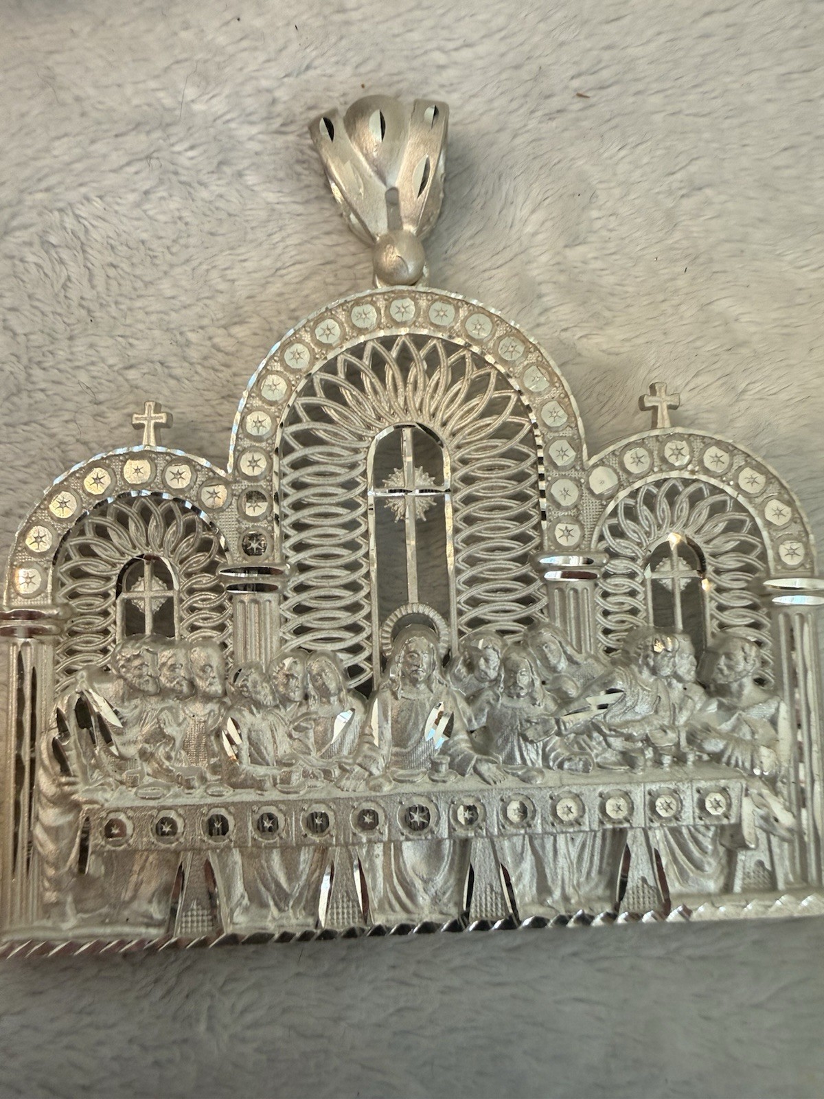 Last Supper Pendant .925 Sterling Silver Big Diamond Cut 40 Grams