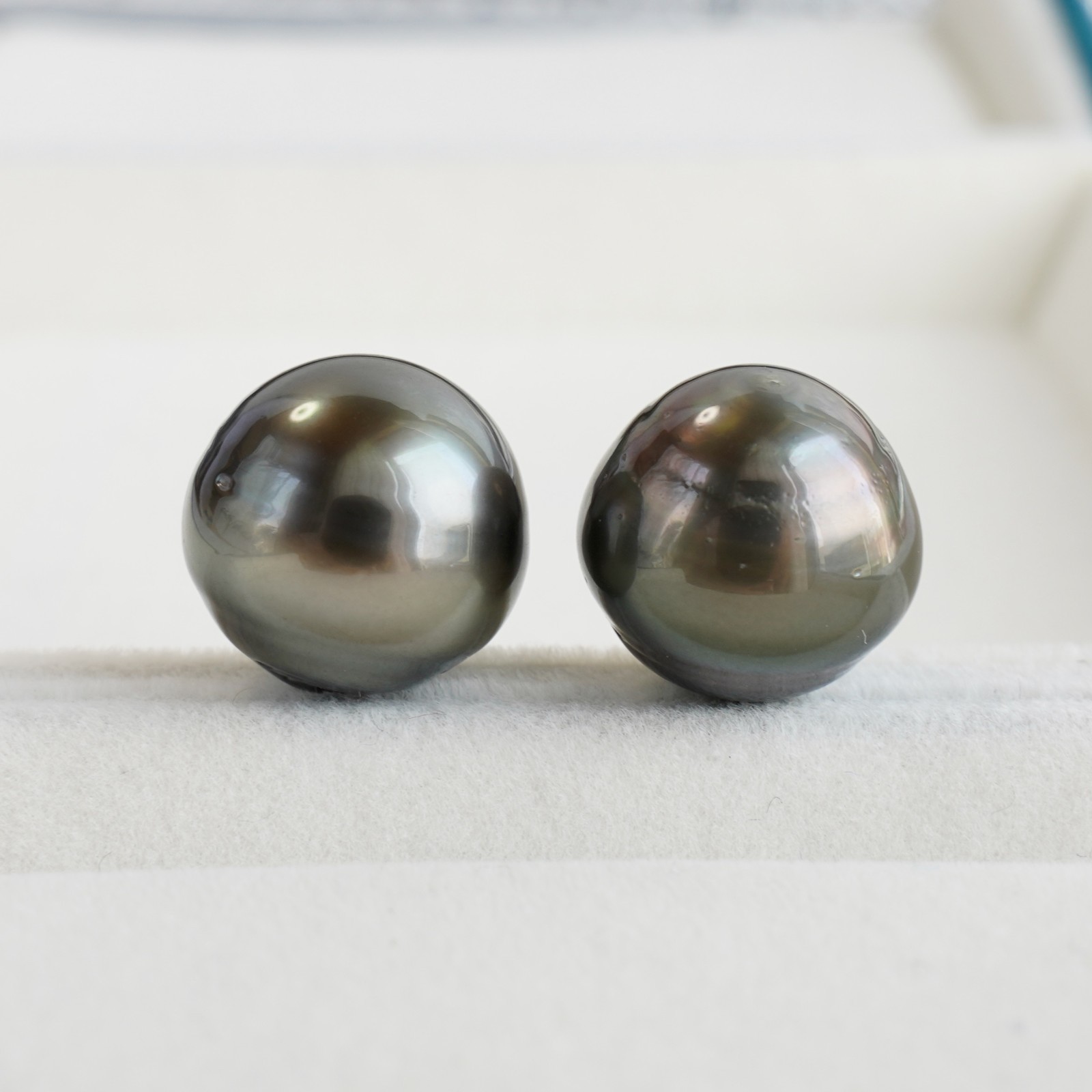 Big 15.1-15.3mm Gray-Green Tahitian Cultured Loose Pearl Undrilled , High Luster