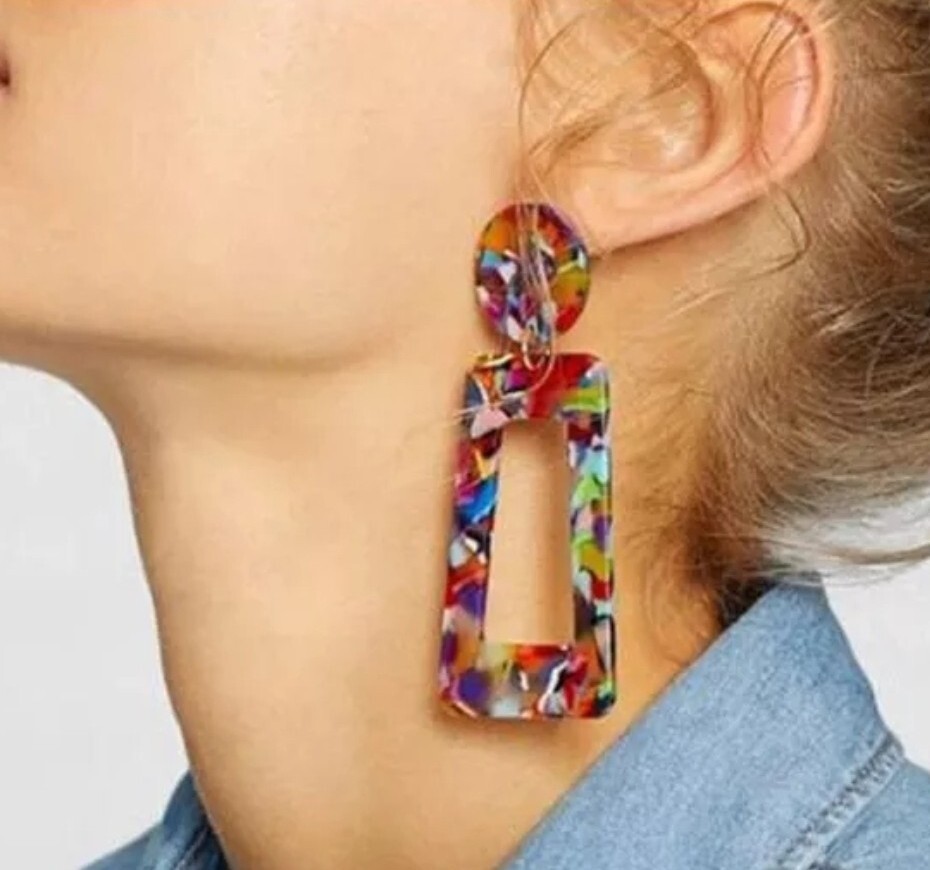 Trendy Dangle Drop Earrings Trapezoid Ear Hoop Simple 94-8