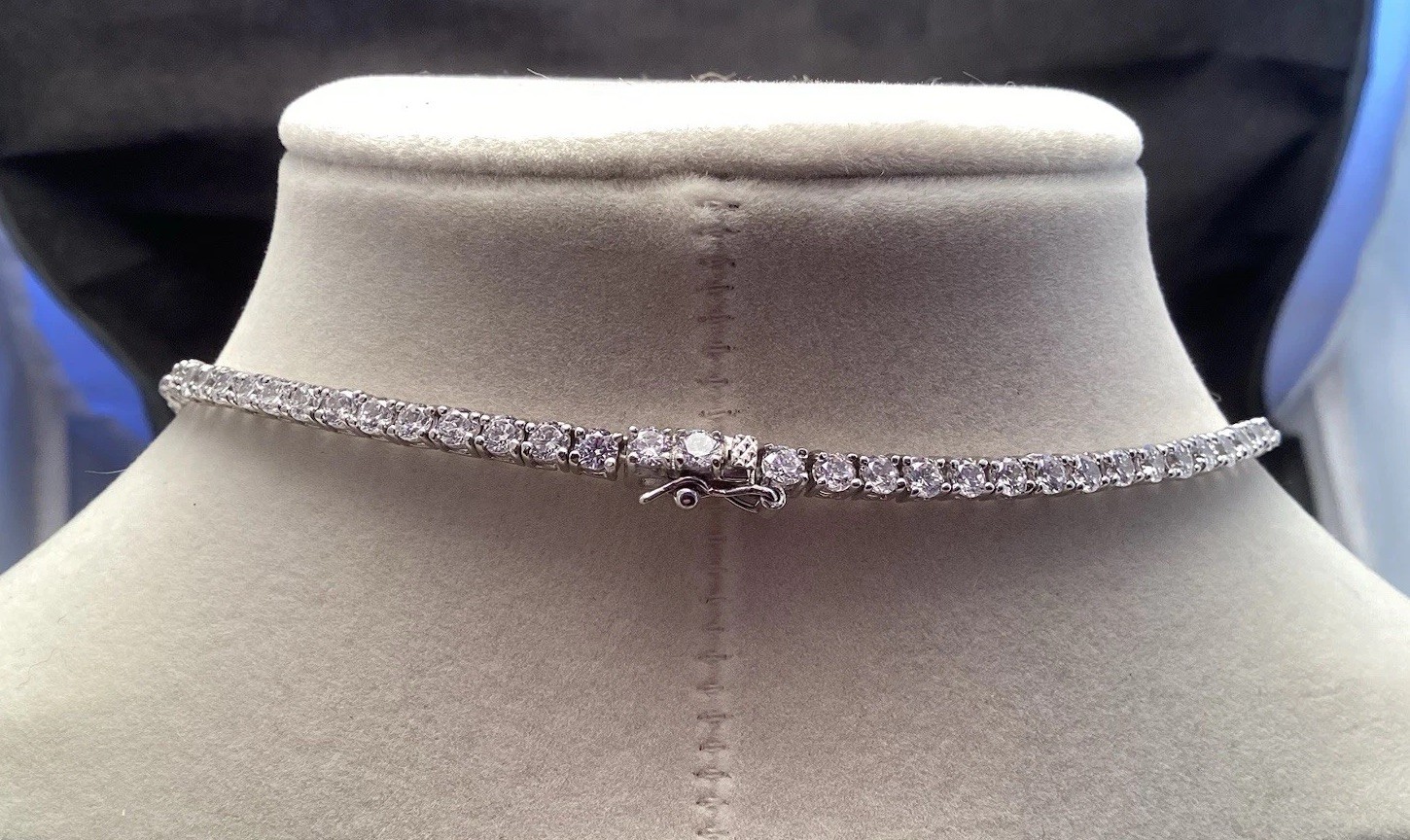 Sterling Silver Fusion Creations TENNIS Necklace 18” Cubic Zirconia 3mm Necklace