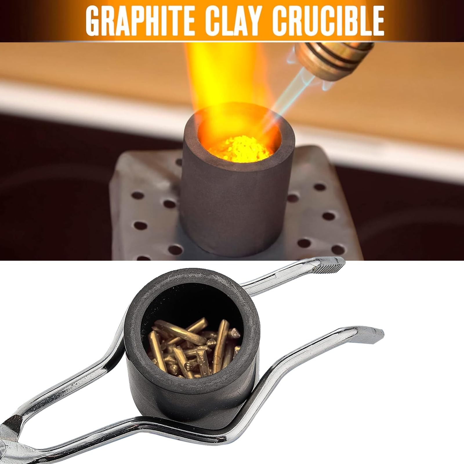 LAIAMER 8pcs Graphite Metal Melting Casting Kit, Including 2 Crucible Tongs, …