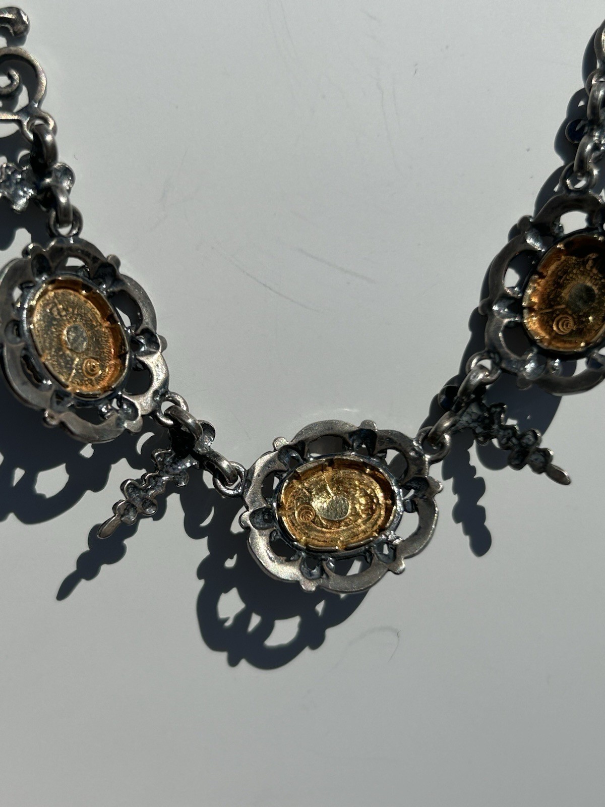 Beautiful vintage 835 silver costume necklace with natural garnets