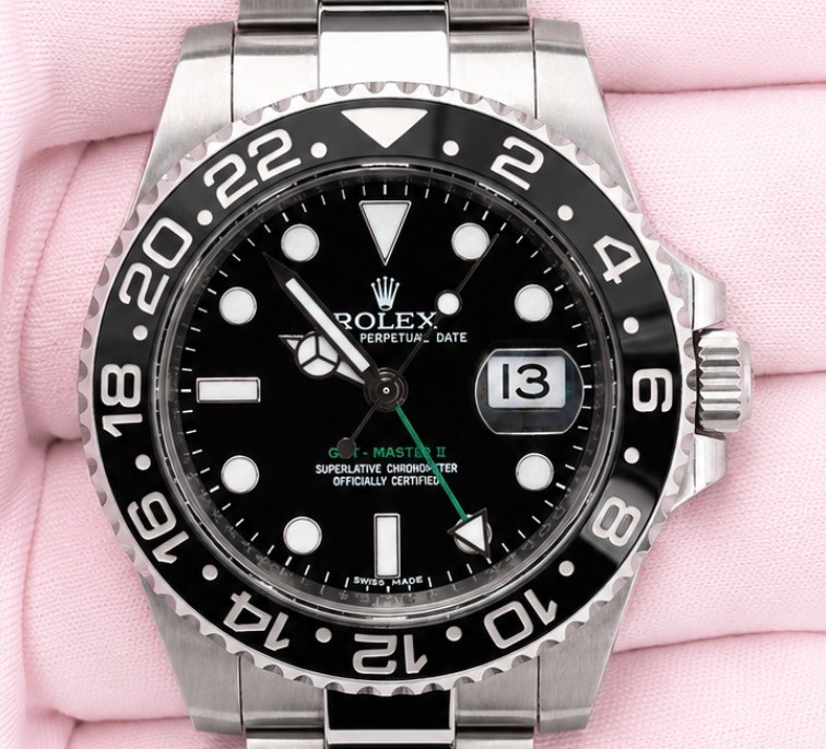 Rolex GMT-Master II 116710LN Silver Oyster Bracelet with Black Bezel Watch Only