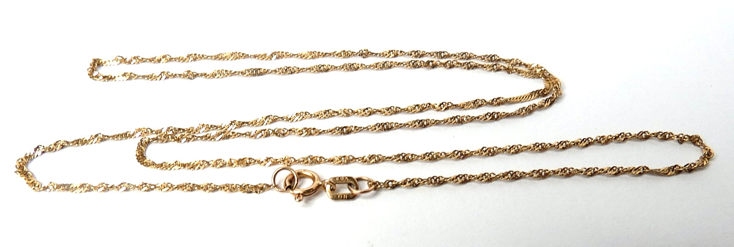 10K SOLID YELLOW GOLD “OR” NECKLACE THIN CHAIN 18″ LONG 1.0 GRAM hi
