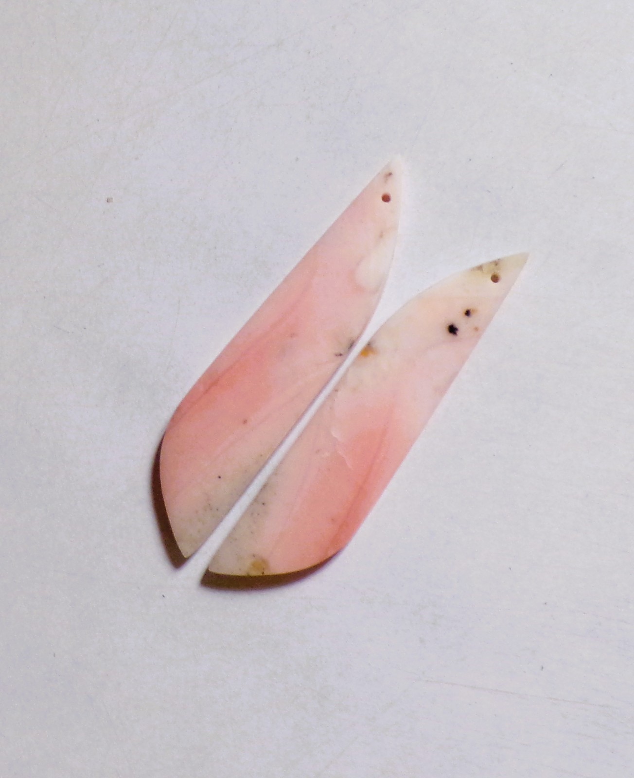 37.25 Cts Natural Pink Opal Drilled Cabochon Match Pair Gemstone 53.3X12.2MM 58