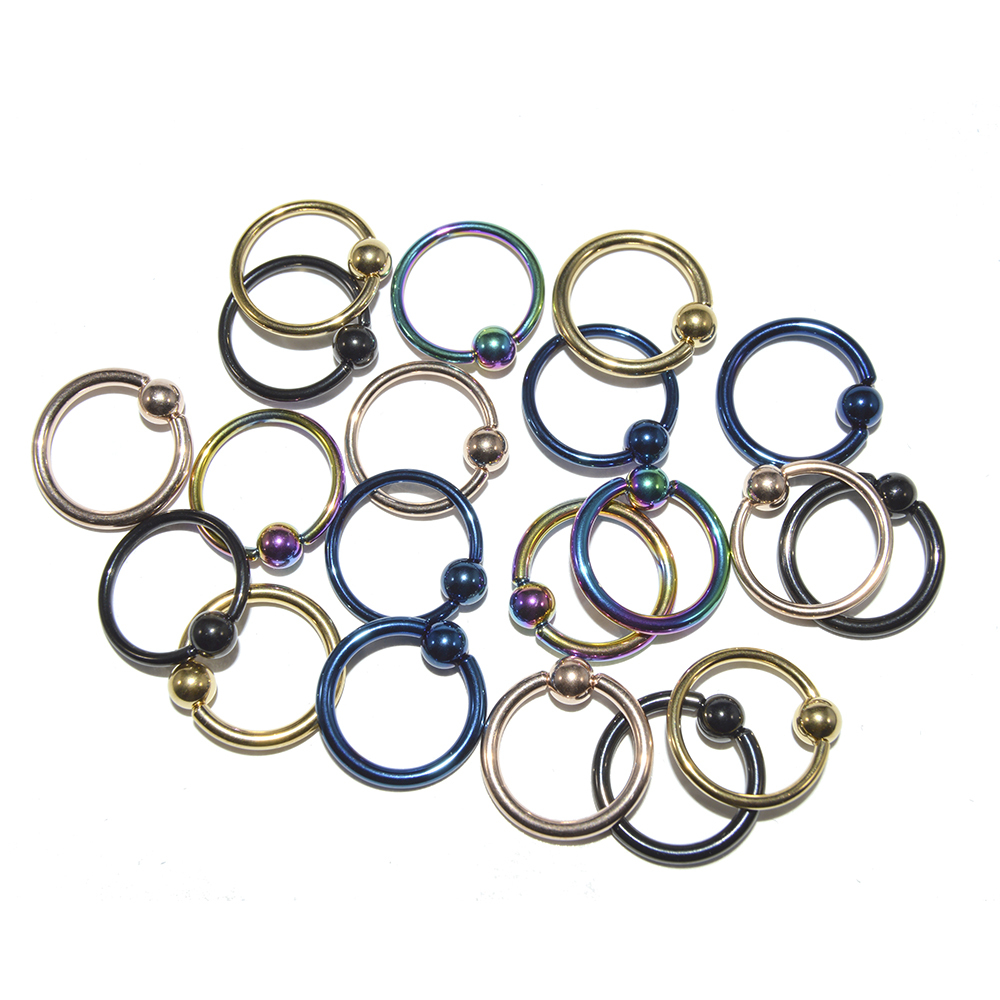 Pack of 10 Ion Plated Captive Bead Ring 14g/16g Multi-use