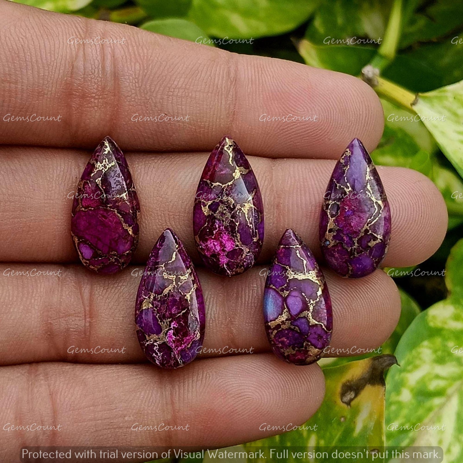 Natural Purple Copper Turquoise Long Pear Loose Cabochon Gemstone 5x10mm-15x30mm